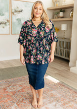 Load image into Gallery viewer, DEAR SCARLETT- Dreamer Top in Navy and Pink Vintage Bouquet