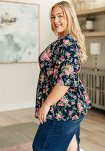 Load image into Gallery viewer, DEAR SCARLETT- Dreamer Top in Navy and Pink Vintage Bouquet