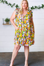 Load image into Gallery viewer, Indigo & Lemon Floral Babydoll Ruffle Dress
