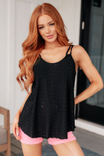 Load image into Gallery viewer, AVE SHOPS- Eye on the Prize Eyelet Tank in Black