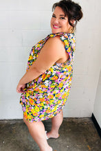 Load image into Gallery viewer, Indigo & Lemon Floral Babydoll Ruffle Dress