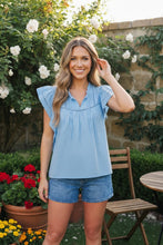 Load image into Gallery viewer, Flutter Into Spring Light Blue Ruffle Top