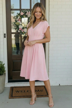 Load image into Gallery viewer, Pretty in Pink Flutter Sleeve Midi Dress