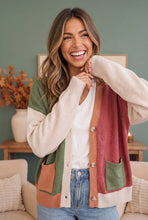 Load image into Gallery viewer, Natural Beauty Color Block Knit Cardigan