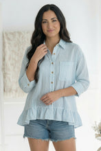 Load image into Gallery viewer, Pretty Please Blue Peplum Blouse
