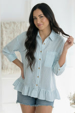 Load image into Gallery viewer, Pretty Please Blue Peplum Blouse