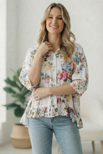Load image into Gallery viewer, Home for the Weekend Floral Peplum Blouse