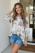 Load image into Gallery viewer, Home for the Weekend Floral Peplum Blouse