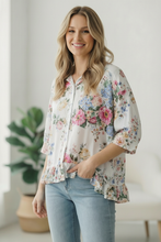 Load image into Gallery viewer, Home for the Weekend Floral Peplum Blouse