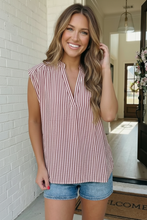 Load image into Gallery viewer, Strawberry Stripe Sleeveless V-Neck Top