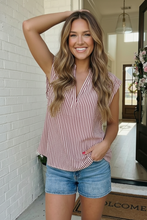 Load image into Gallery viewer, Strawberry Stripe Sleeveless V-Neck Top