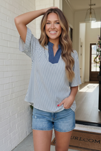 Load image into Gallery viewer, Breezy Stripe Flutter Sleeve Top