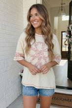 Load image into Gallery viewer, Floral Looped Cream Graphic Tee