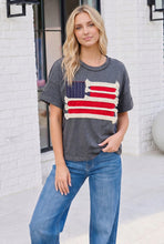 Load image into Gallery viewer, Stars and Stripes Fringe Flag Graphic Tee