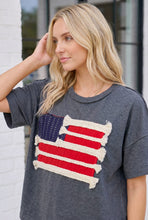 Load image into Gallery viewer, Stars and Stripes Fringe Flag Graphic Tee