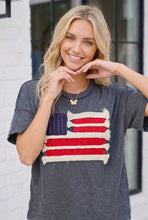 Load image into Gallery viewer, Stars and Stripes Fringe Flag Graphic Tee