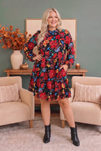 Load image into Gallery viewer, Bold Blooms Long Sleeve Tiered Mini Dress