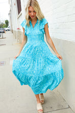 Load image into Gallery viewer, Find Love Blue Boho Print Flutter Sleeve Fit & Flare Dress