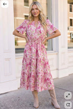 Load image into Gallery viewer, A Georgia Dream in Pink Floral Midi Dress