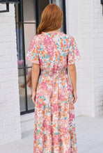 Load image into Gallery viewer, Paint and Sip Floral Tiered Midi Dress