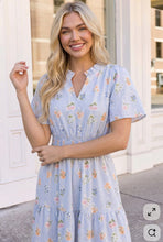 Load image into Gallery viewer, Flutter Into Late Summer Sweet Striped Floral Midi