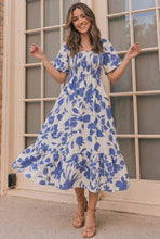 Load image into Gallery viewer, Blue Blooms & Sunshine Midi Dress