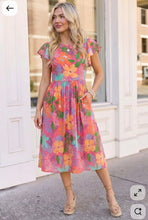 Load image into Gallery viewer, Head Turning Blooms Flutter Sleeve Midi Dress