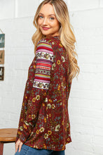 Load image into Gallery viewer, Burgundy Hacci Babydoll Ethnic Sleeve Top