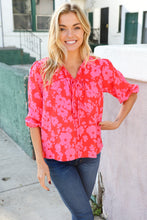 Load image into Gallery viewer, New Day Red Ribbon Bow Detail Floral Woven Blouse
