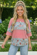 Load image into Gallery viewer, Garden Party Floral Colorblock Top