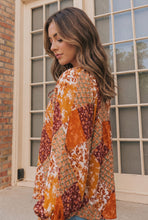 Load image into Gallery viewer, Autumn Patchwork Boho Blouse in Rust