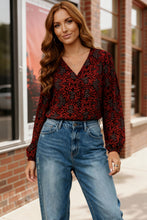 Load image into Gallery viewer, Tangerine Blooms V Neck Blouse