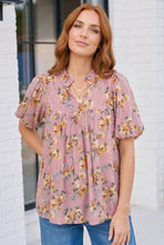 Load image into Gallery viewer, Blooming With Joy Rose Floral Puff Sleeve Top