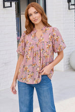 Load image into Gallery viewer, Blooming With Joy Rose Floral Puff Sleeve Top