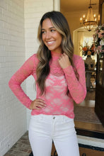 Load image into Gallery viewer, A Lace Moment Pink Sheer Top