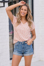 Load image into Gallery viewer, Wild at Heart Rose Leopard V-Neck Tee