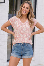 Load image into Gallery viewer, Wild at Heart Rose Leopard V-Neck Tee