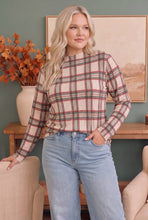 Load image into Gallery viewer, Plaid About You Mock Neck in Ivory