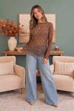 Load image into Gallery viewer, Wild Side Leopard Mesh Long Sleeve Top