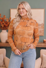 Load image into Gallery viewer, Pumpkin Patch Mesh Mock Neck Top