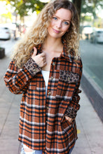 Load image into Gallery viewer, Put Together Rust Plaid & Animal Print Button Down Jacket