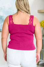 Load image into Gallery viewer, BIBI- I Can Love You Better Lace Trim Tank in Berry