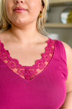 Load image into Gallery viewer, BIBI- I Can Love You Better Lace Trim Tank in Berry