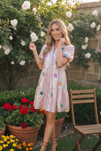 Load image into Gallery viewer, Holographic Pink Star Patch Mini Dress