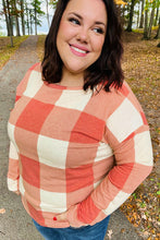 Load image into Gallery viewer, Rust Checker Plaid French Terry Top