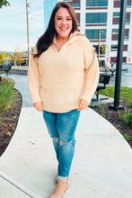 Load image into Gallery viewer, The Perfect Day Oatmeal Notched Neck Contrast Stitch Knit Hoodie