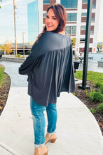 Load image into Gallery viewer, Casual Chic Charcoal V Neck Yoke Modal Knit Top