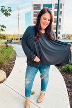 Load image into Gallery viewer, Casual Chic Charcoal V Neck Yoke Modal Knit Top
