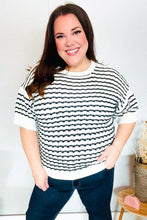 Load image into Gallery viewer, You've Got This Ivory & Black Wavy Stripe Pattern Sweater Top