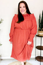 Load image into Gallery viewer, Love Found Rust Mock Neck Embossed Lined Dress